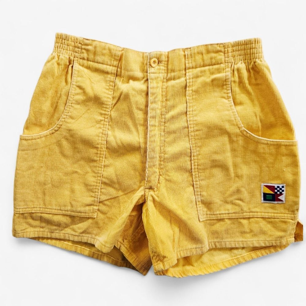 High Waist Yellow Corduroy Shorts